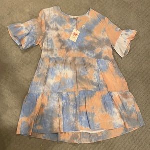 NWT Tie Dye Short Sleeve Ruffle Dress